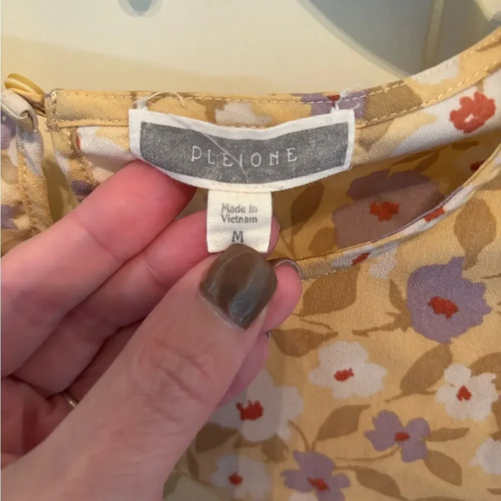 Anthropologie Yellow Floral Puff-Sleeve Blouse